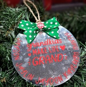 Personalized Galvanized Steel Ornament Grandkids Make Life More Grand